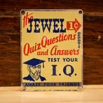 1940s The Jewel Arcade IQ Test Tin Sign