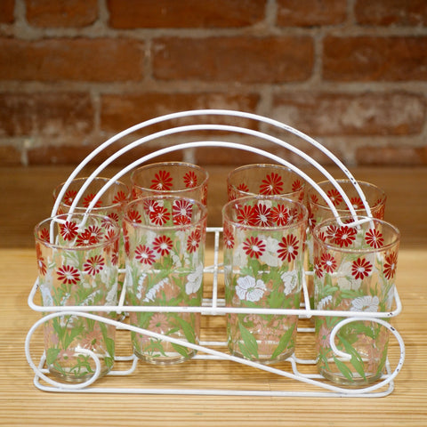 Lily & Daisies Glasses Set with Caddy