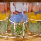 Vintage Floral Glass Caddy w/ Ice Bucket