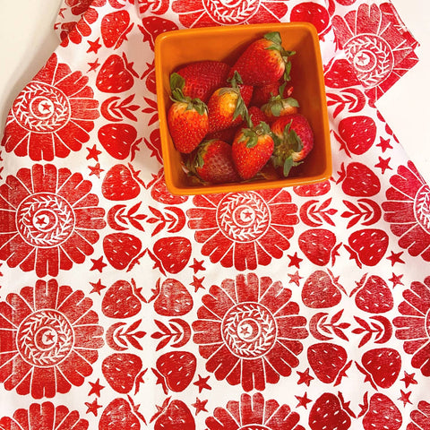 Zinnia Strawberry Tea Towel