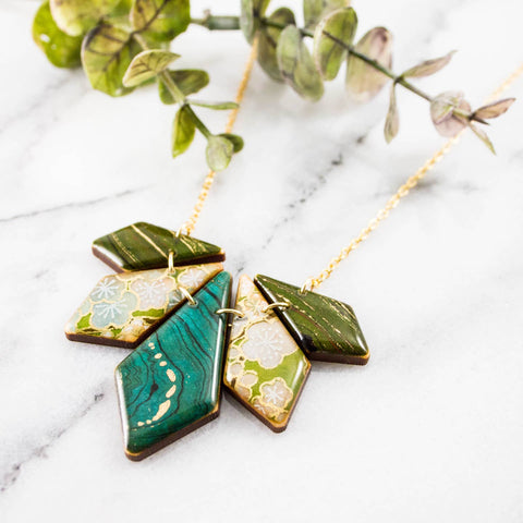 No Man's Land Geo Petal Necklace - Turquoise/Green