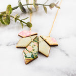 No Man's Land Geo Petal Necklace - Green Floral