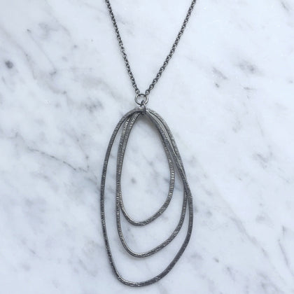 Organic Trio Necklace - Oxidized Silver